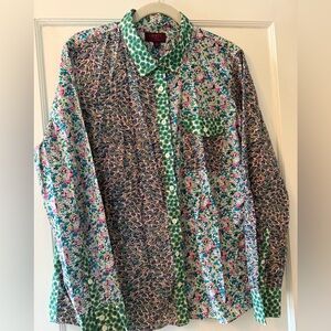 J CREW LIBERTY OF LONDON Mixed Print Button Down blouse Size 16 NWOT Rare Find!